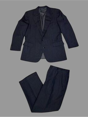 Vintage Polo by Ralph Lauren Men’s Navy Blue Pinstripe Suit Made in USA - 44R